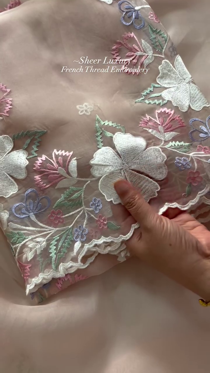 All-Over Multicolour Chikankari Parsi Gara Suit – A Celebration of Artistry and Elegance