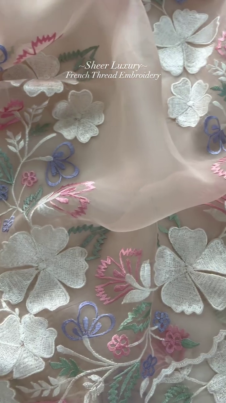 All-Over Multicolour Chikankari Parsi Gara Suit – A Celebration of Artistry and Elegance