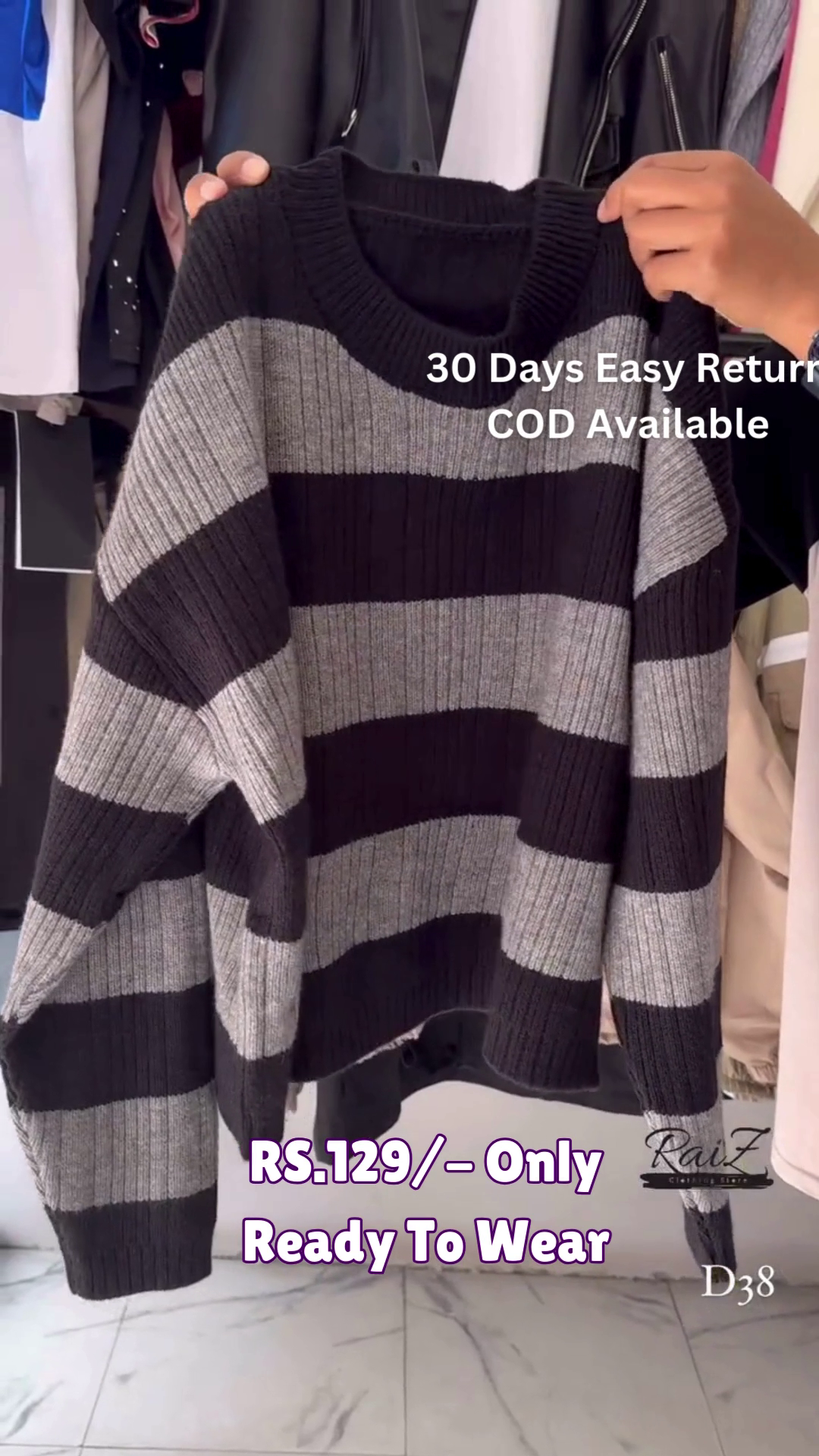 Women’s Striped Round Neck Sweater – Stylish and Cozy