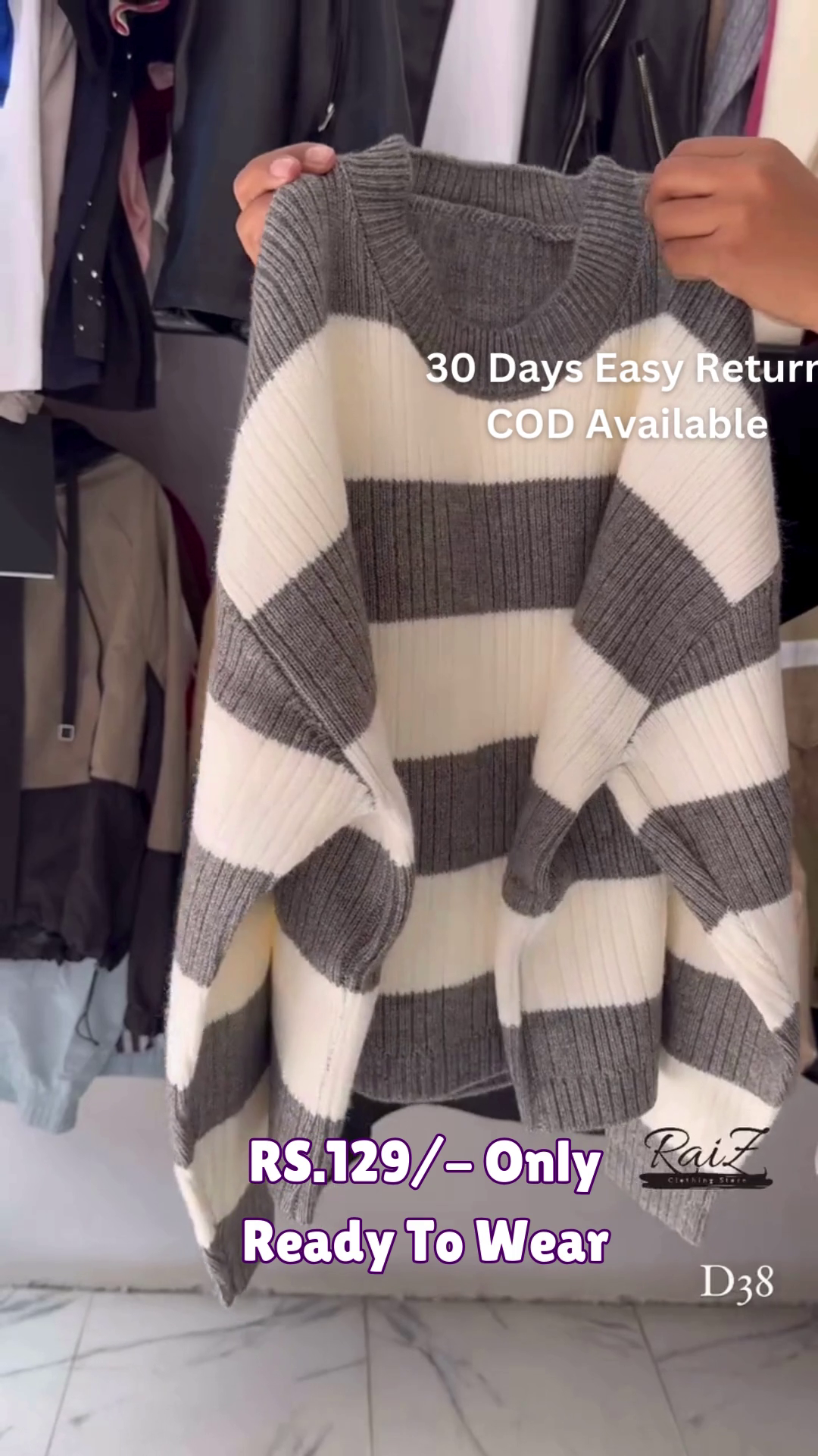 Women’s Striped Round Neck Sweater – Stylish and Cozy