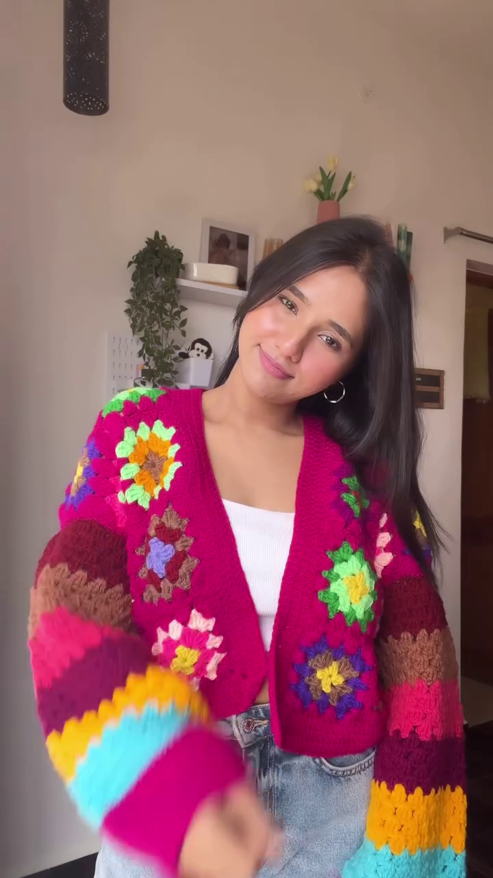 Women’s Woven V-Neck Multicolor Sweater – Colorful and Cozy