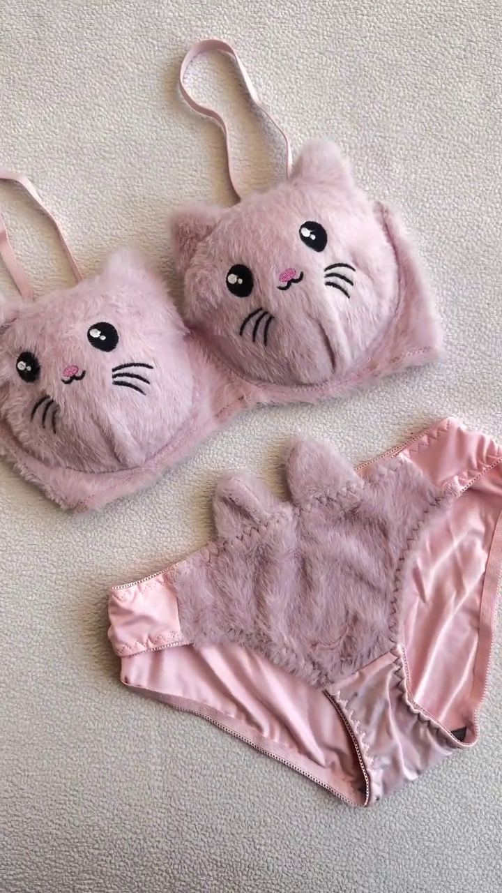 pink fuzzy bralette