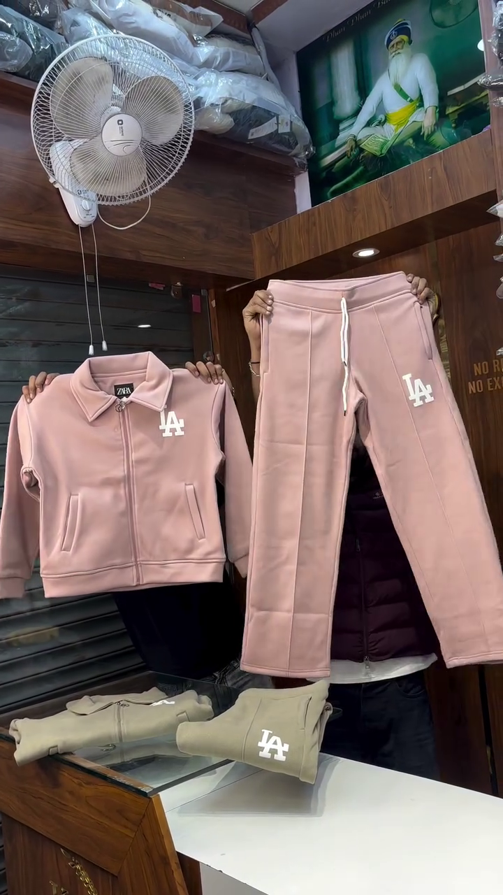 Regular Fit Green and Pink Tracksuit Set – Stylish Comfort for Everyday Wear