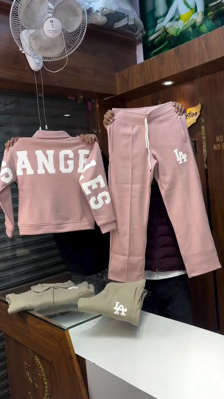 Regular Fit Green and Pink Tracksuit Set – Stylish Comfort for Everyday Wear