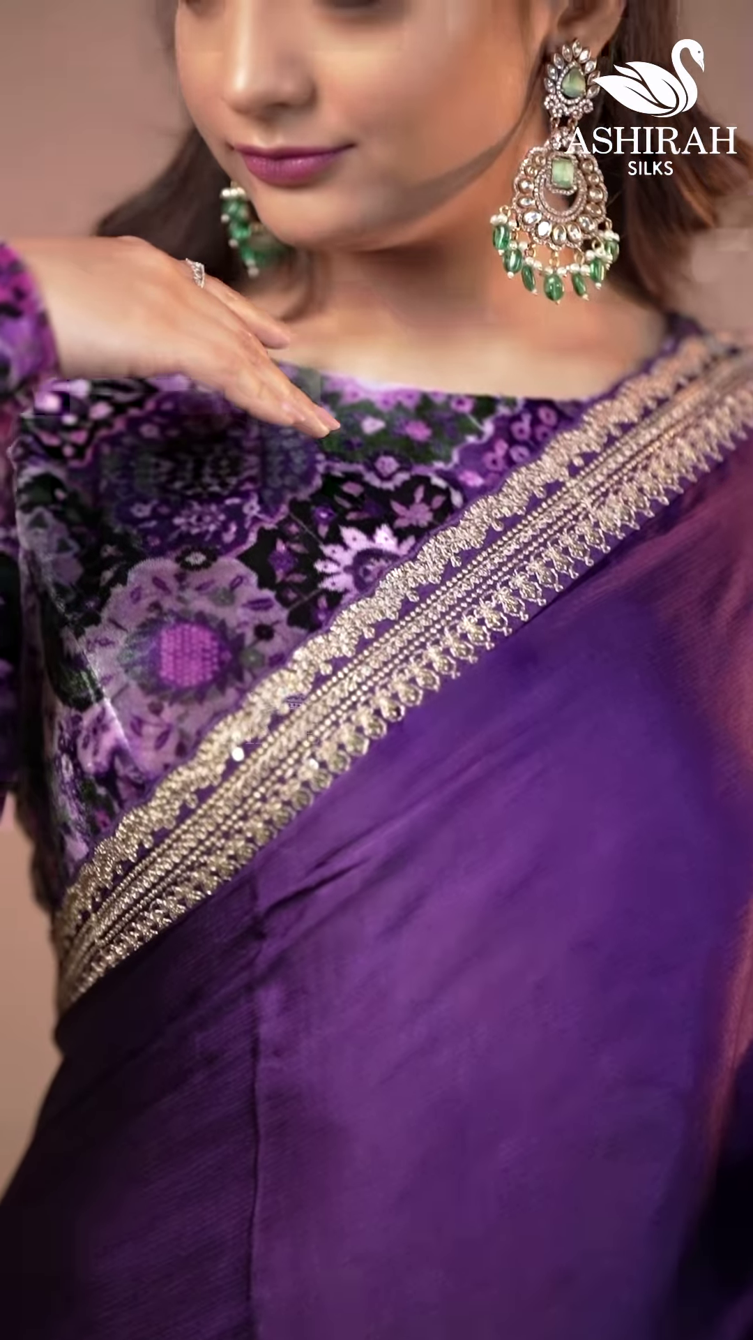 Purple Silk Zari Embroidered Saree Set – A Regal Ensemble of Tradition and Luxury
