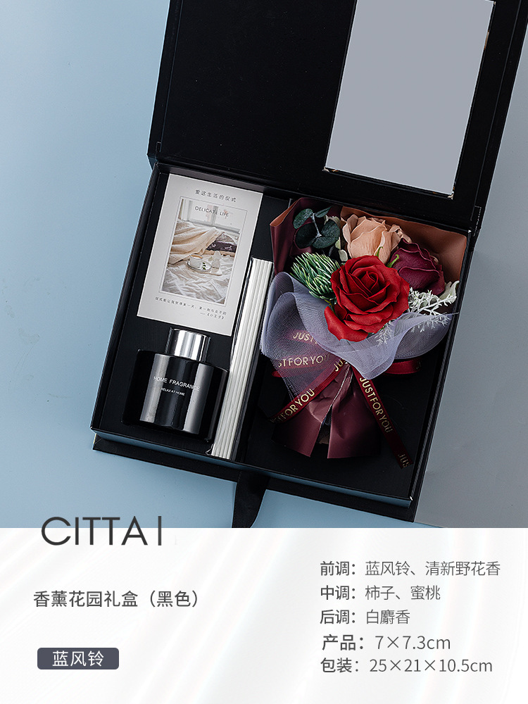 [SG] I Love You Gift Box w/Romantic Scented Candle Flower Bouquet Mother's Day Fragrance Essential Oil Girlfriend Wife-HOMA