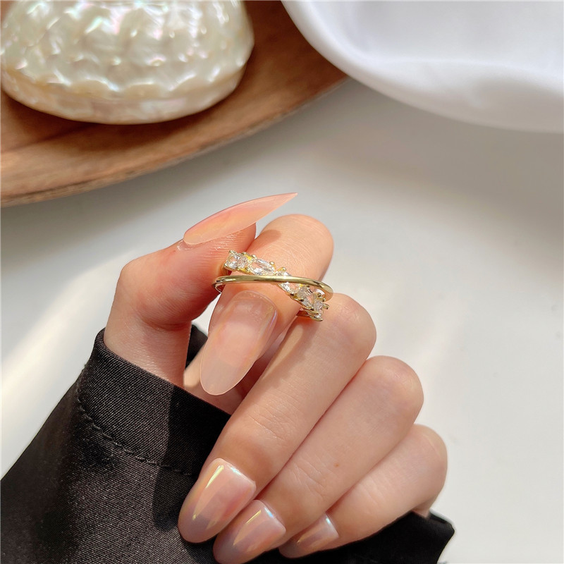 [SG] Open Adjustable Copper Plating Ring with Dimond/Zircon Mother's Day Korean Normcore for Birthday Gift Anniversary-HOMA
