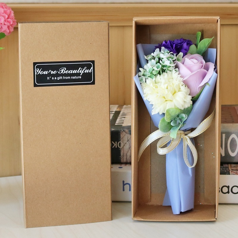 [SG]LOVE Elegant Flower Bouquet Gift Box Soap Artificial Floral for Bday Girlfriend Teachers Wedding-HOMA