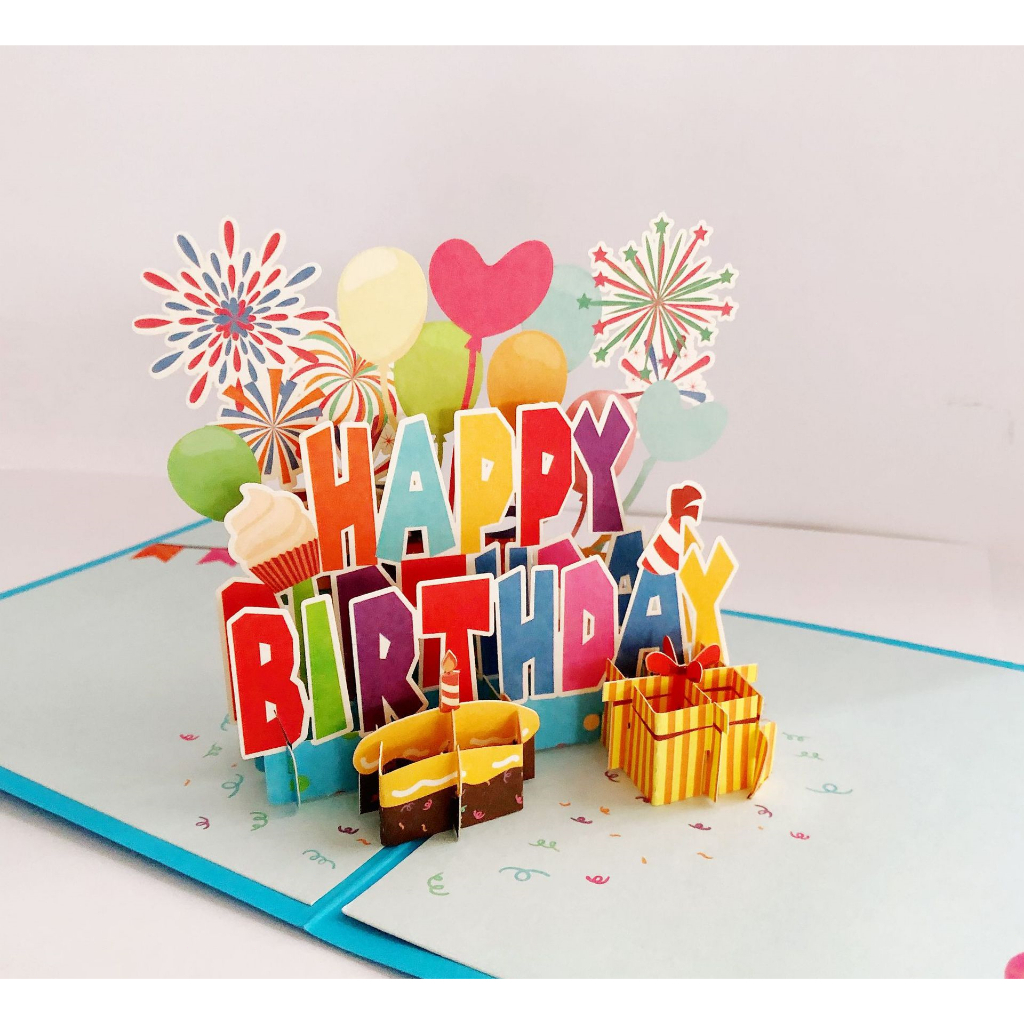[SG]Happy Birthday 3D Cards Handmade Hollow Paper Cut Bday Annersary Girls Kid Party Creative Gift-HOMA