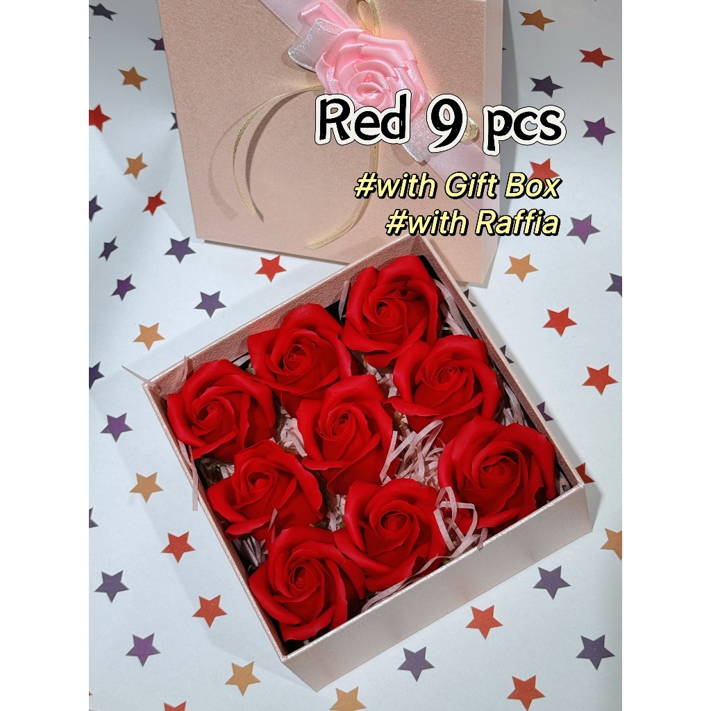 [SG] 3-Layer Thickened Elegant Rose Top Soap Flower Set w Gift Box and Raffia Mother's Day Birthday-HOMA