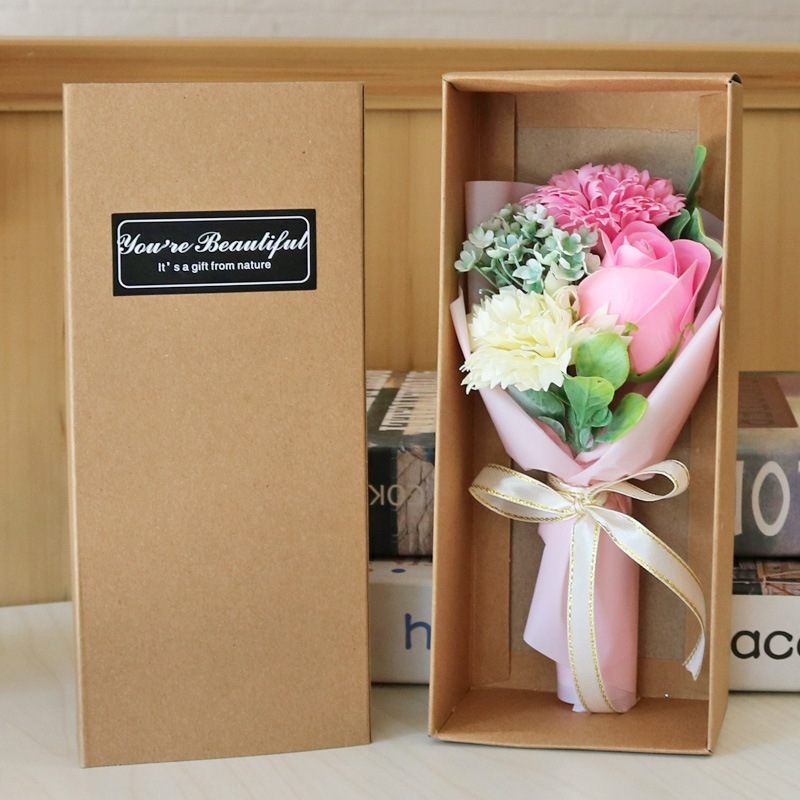[SG]LOVE Elegant Flower Bouquet Gift Box Soap Artificial Floral for Bday Girlfriend Teachers Wedding-HOMA