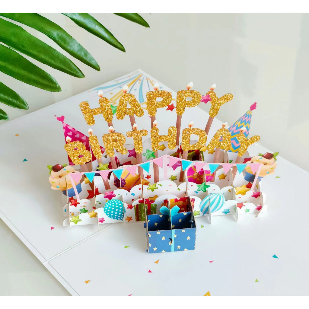 [SG]Happy Birthday 3D Cards Handmade Hollow Paper Cut Bday Annersary Girls Kid Party Creative Gift-HOMA