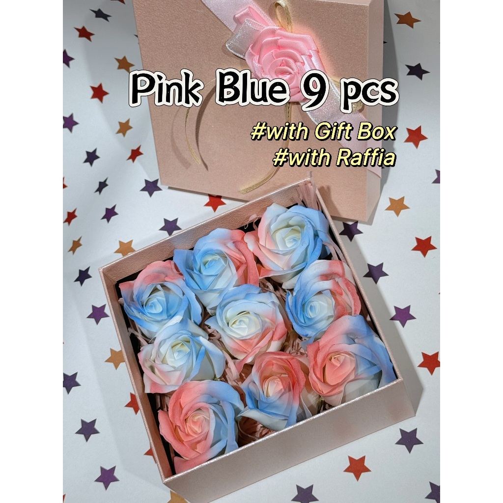 [SG] 3-Layer Thickened Elegant Rose Top Soap Flower Set w Gift Box and Raffia Mother's Day Birthday-HOMA