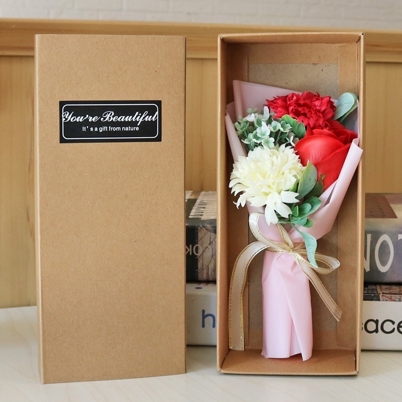 [SG]LOVE Elegant Flower Bouquet Gift Box Soap Artificial Floral for Bday Girlfriend Teachers Wedding-HOMA