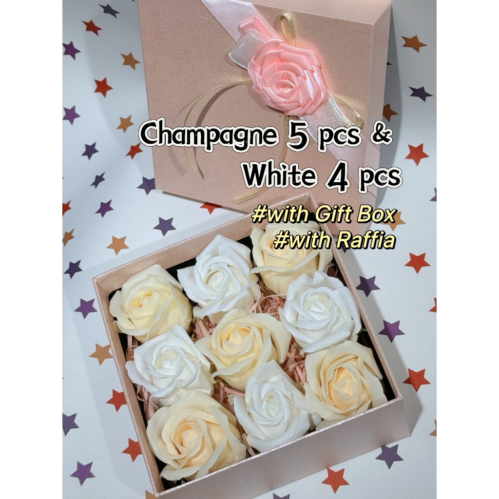 [SG] 3-Layer Thickened Elegant Rose Top Soap Flower Set w Gift Box and Raffia Mother's Day Birthday-HOMA