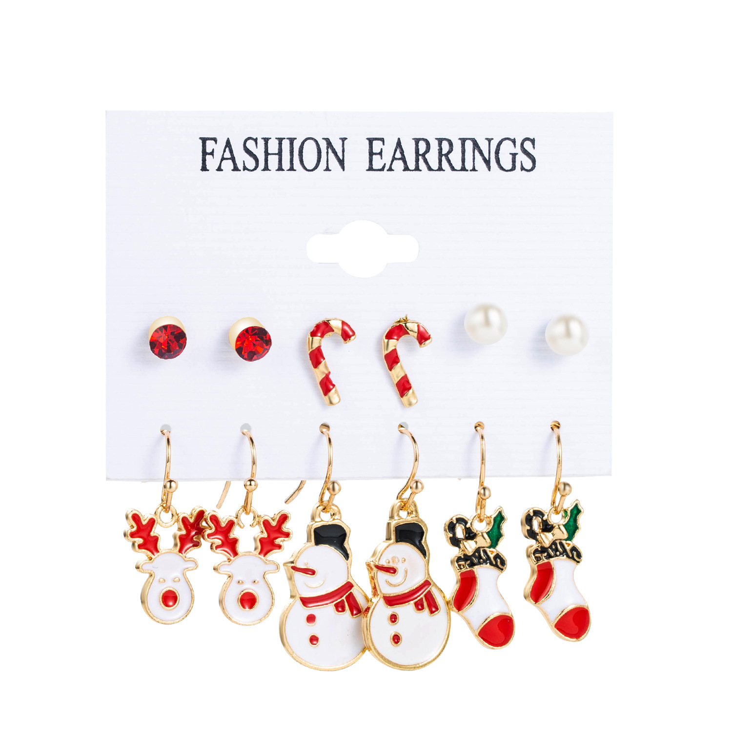[SG]6 Pairs Premium Quality Cute Christmas Earring Set Santa Claus | Reindeer | Christmas Tree | Jingle Bell-HOMA