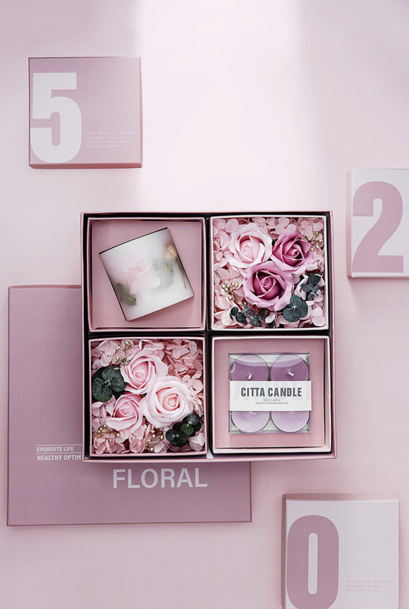 [SG] Romantic Gift Box Scented Candle Preserved Flowers Wax Tablets Candles Anniversary Birthday Mother's Day Girlfriend-HOMA