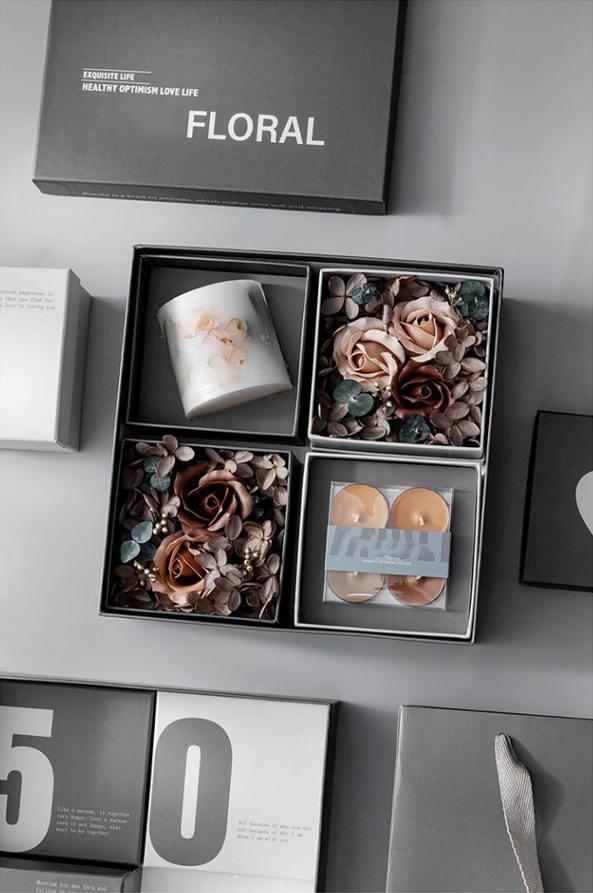 [SG] Romantic Gift Box Scented Candle Preserved Flowers Wax Tablets Candles Anniversary Birthday Mother's Day Girlfriend-HOMA