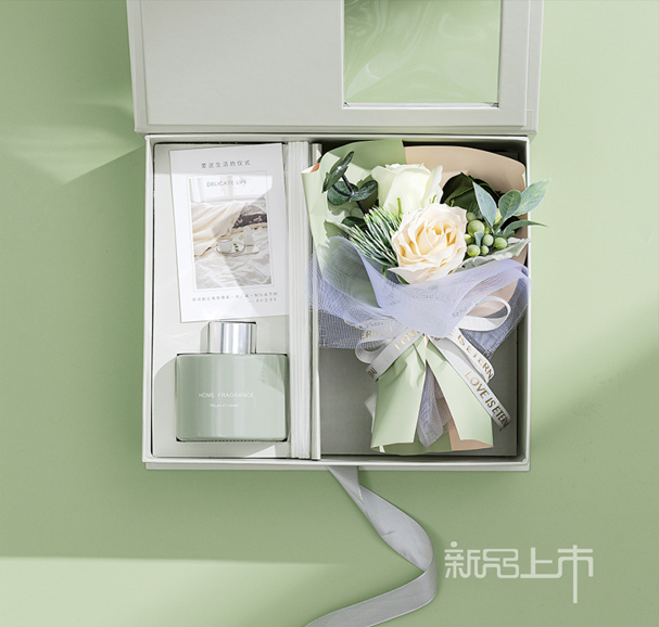 [SG] I Love You Gift Box w/Romantic Scented Candle Flower Bouquet Mother's Day Fragrance Essential Oil Girlfriend Wife-HOMA