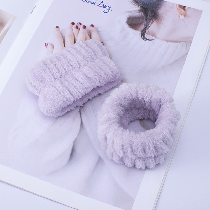 [SG] 1PCS Plush Pure Face Wash Wrist Band Sports Bracelet Band Sweat Absorbing Headband Wristband Waterproof Portable-HOMA