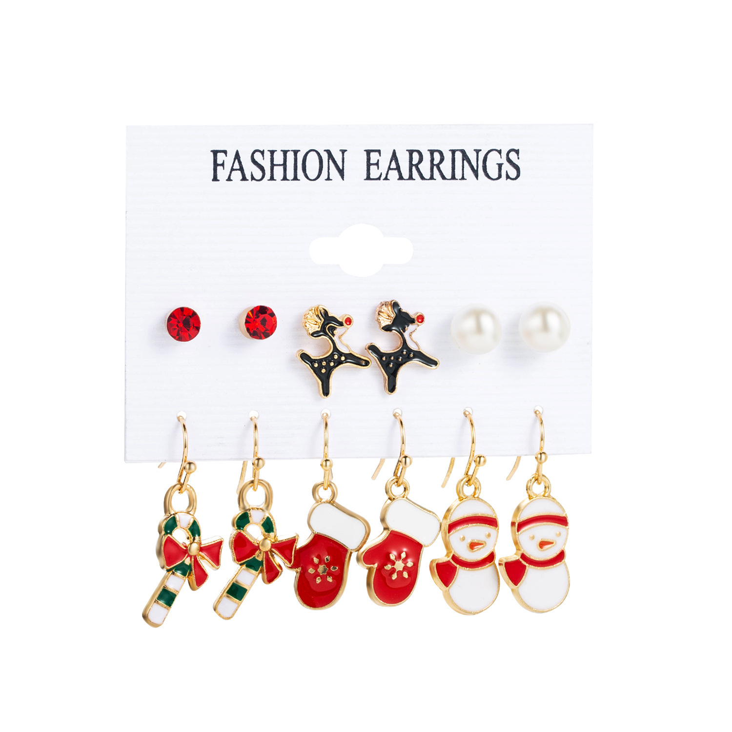 [SG]6 Pairs Premium Quality Cute Christmas Earring Set Santa Claus | Reindeer | Christmas Tree | Jingle Bell-HOMA