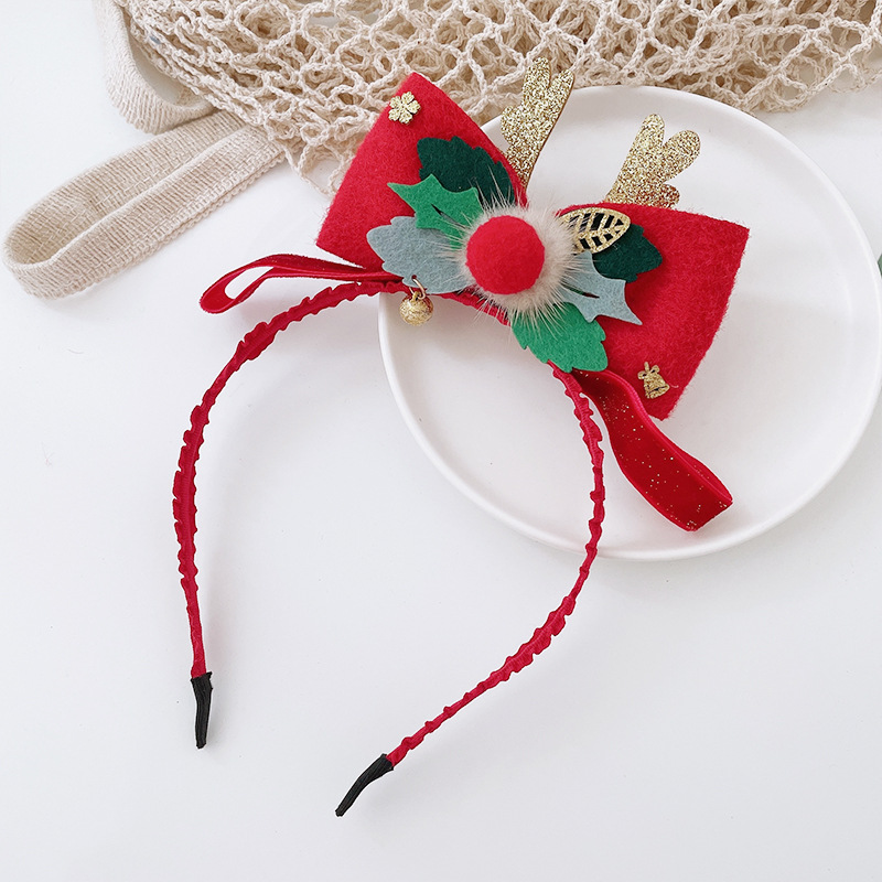 [SG]Christmas Hair Clips Cute Hair Pins Headband Deer Ear Cute Bow Tie for Party hair accessories Kids Girls-HOMA