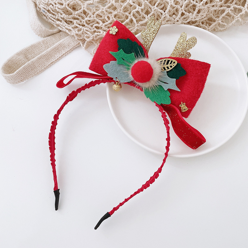 [SG]Christmas Hair Clips Cute Hair Pins Headband Deer Ear Cute Bow Tie for Party hair accessories Kids Girls-HOMA