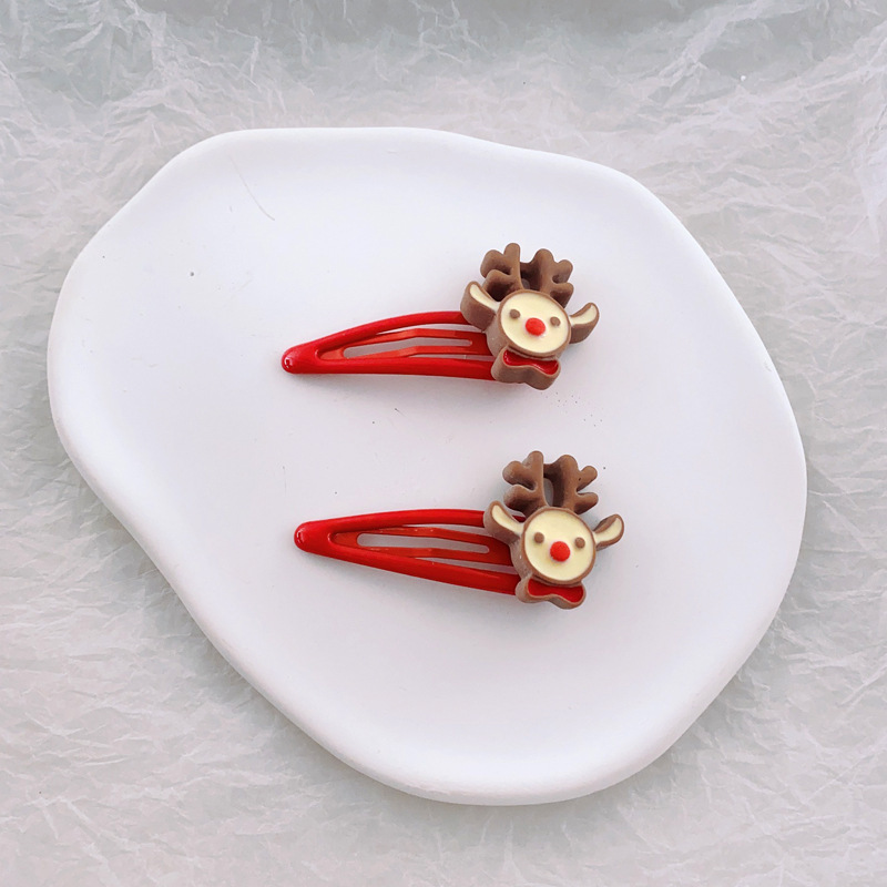 [SG]Christmas Hair clips BB Clips Girls HairBangs Clip Santa Xmas Tree Socks Snowman Deer Side Clips-HOMA