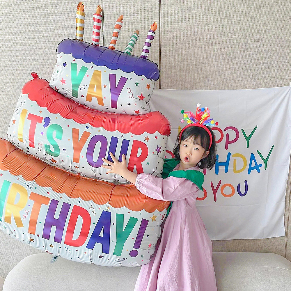 [SG] Kids 3 Layers Birthday Cake Ballon Foil balloon Children Birthday Party Decoration Photographing Preps-HOMA