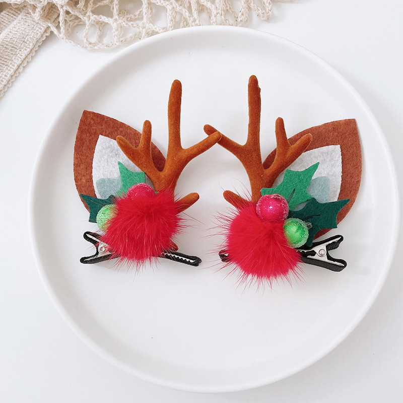 [SG]Christmas Hair Clips Cute Hair Pins Headband Deer Ear Cute Bow Tie for Party hair accessories Kids Girls-HOMA