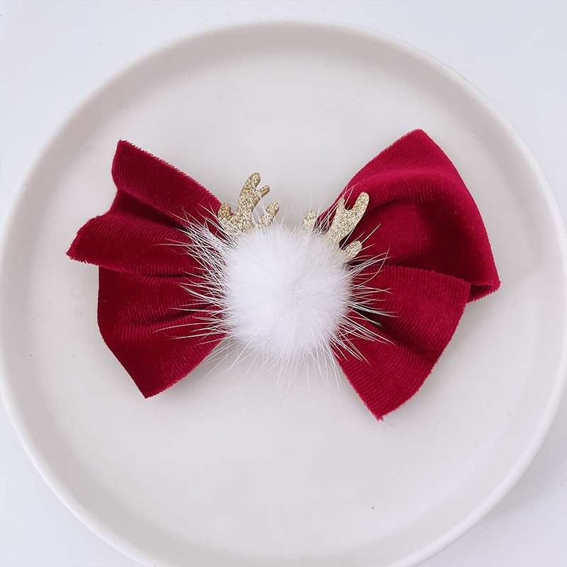 [SG]Christmas Hair Clips Cute Hair Pins Headband Deer Ear Cute Bow Tie for Party hair accessories Kids Girls-HOMA