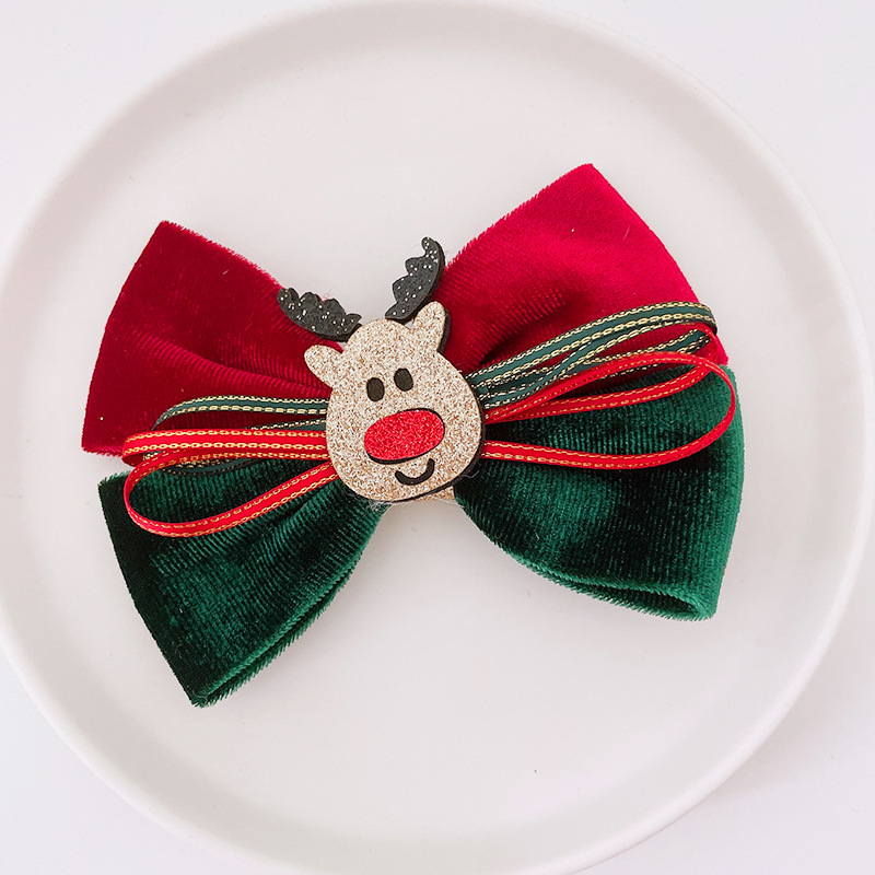 [SG]Christmas Hair Clips Cute Hair Pins Headband Deer Ear Cute Bow Tie for Party hair accessories Kids Girls-HOMA