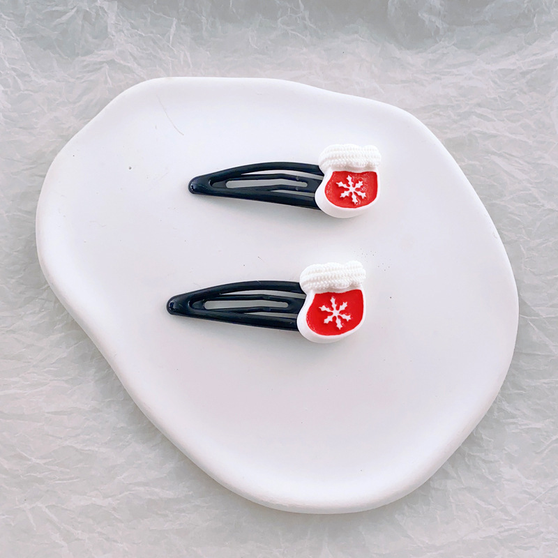 [SG]Christmas Hair clips BB Clips Girls HairBangs Clip Santa Xmas Tree Socks Snowman Deer Side Clips-HOMA