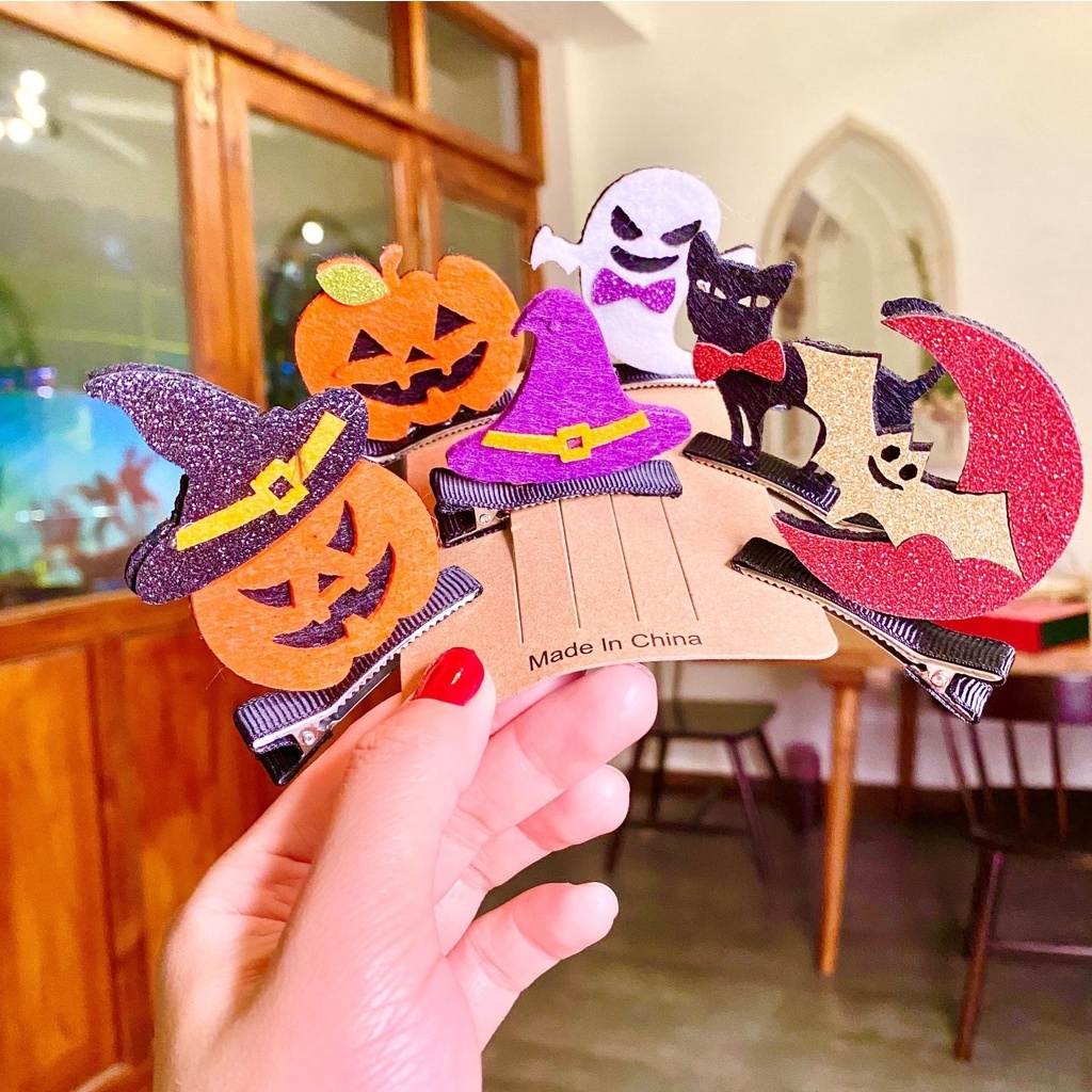 [SG]Halloween Cute girls kids hair clip / baby hair clip / hair clip / Hair Pins / Pumpkins / Bat / Hat / Wizard-HOMA