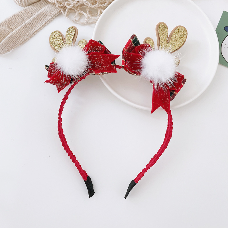[SG]Christmas Hair Clips Cute Hair Pins Headband Deer Ear Cute Bow Tie for Party hair accessories Kids Girls-HOMA