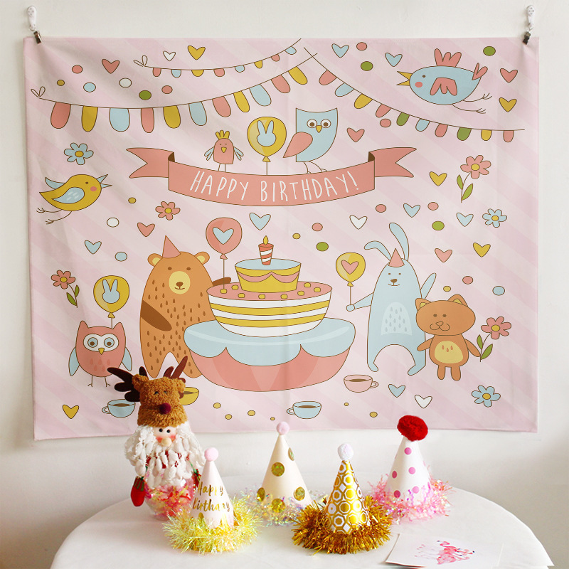 [SG]ins Cartoon Birthday Background Banner Children Adult BDay Party Birthday Party Kindergarten party-HOMA
