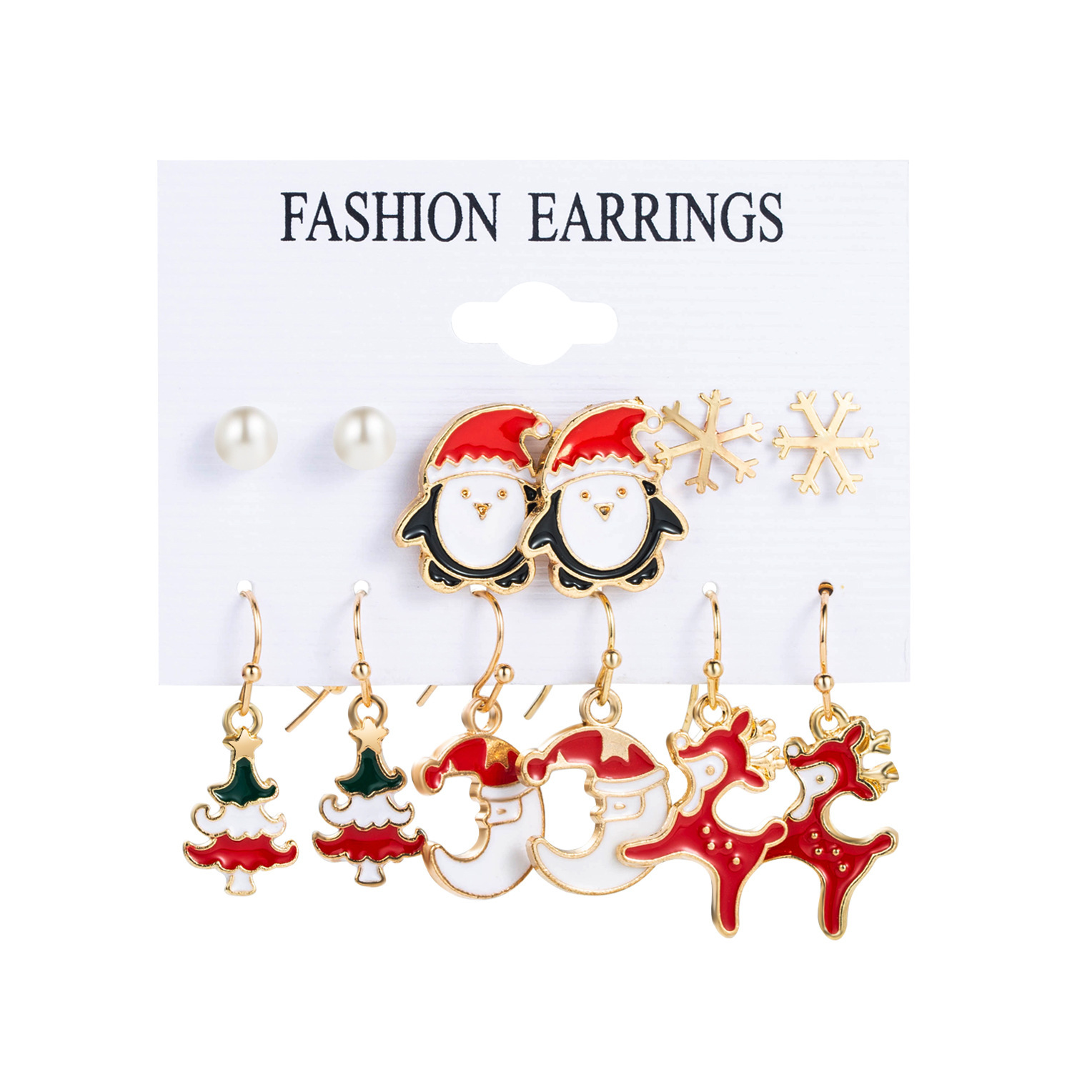 [SG]6 Pairs Premium Quality Cute Christmas Earring Set Santa Claus | Reindeer | Christmas Tree | Jingle Bell-HOMA