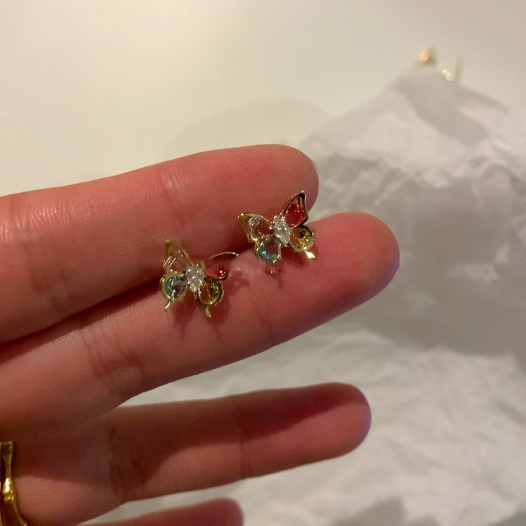 [SG]  925 Silver 2-Layer Butterfly Earbuds-HOMA