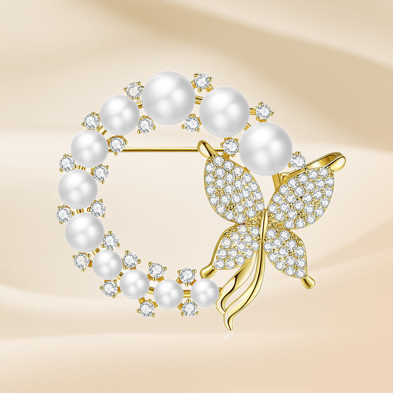 [SG] Elegant Pearl Butterfly Brooch-HOMA