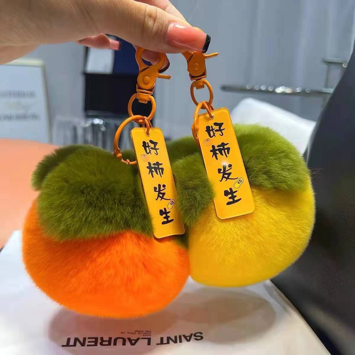 [SG] Cute Faux Rex Rabbit Keychains-HOMA