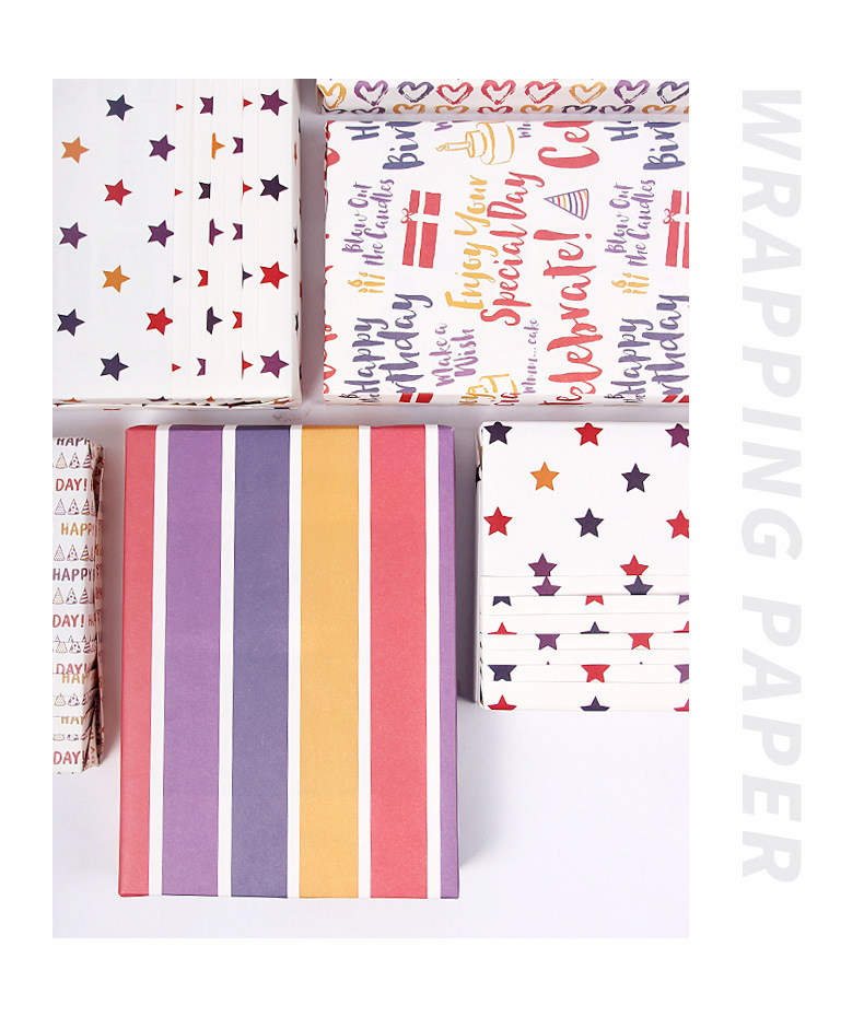 [SG] Heart Star Gift Wrapping Paper Thickened 80g Paper | Birthday Christmas Festival Children Event Anniversary Wedding-HOMA