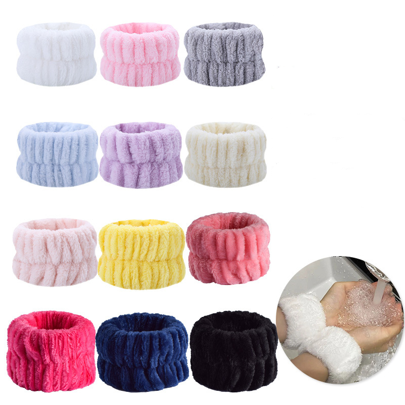 [SG] 1PCS Plush Pure Face Wash Wrist Band Sports Bracelet Band Sweat Absorbing Headband Wristband Waterproof Portable-HOMA