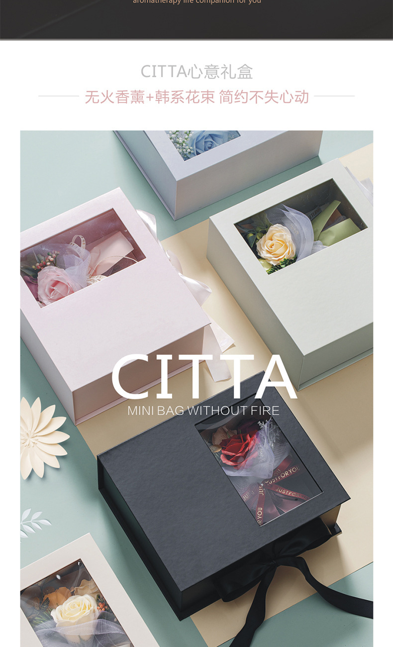 [SG] I Love You Gift Box w/Romantic Scented Candle Flower Bouquet Mother's Day Fragrance Essential Oil Girlfriend Wife-HOMA