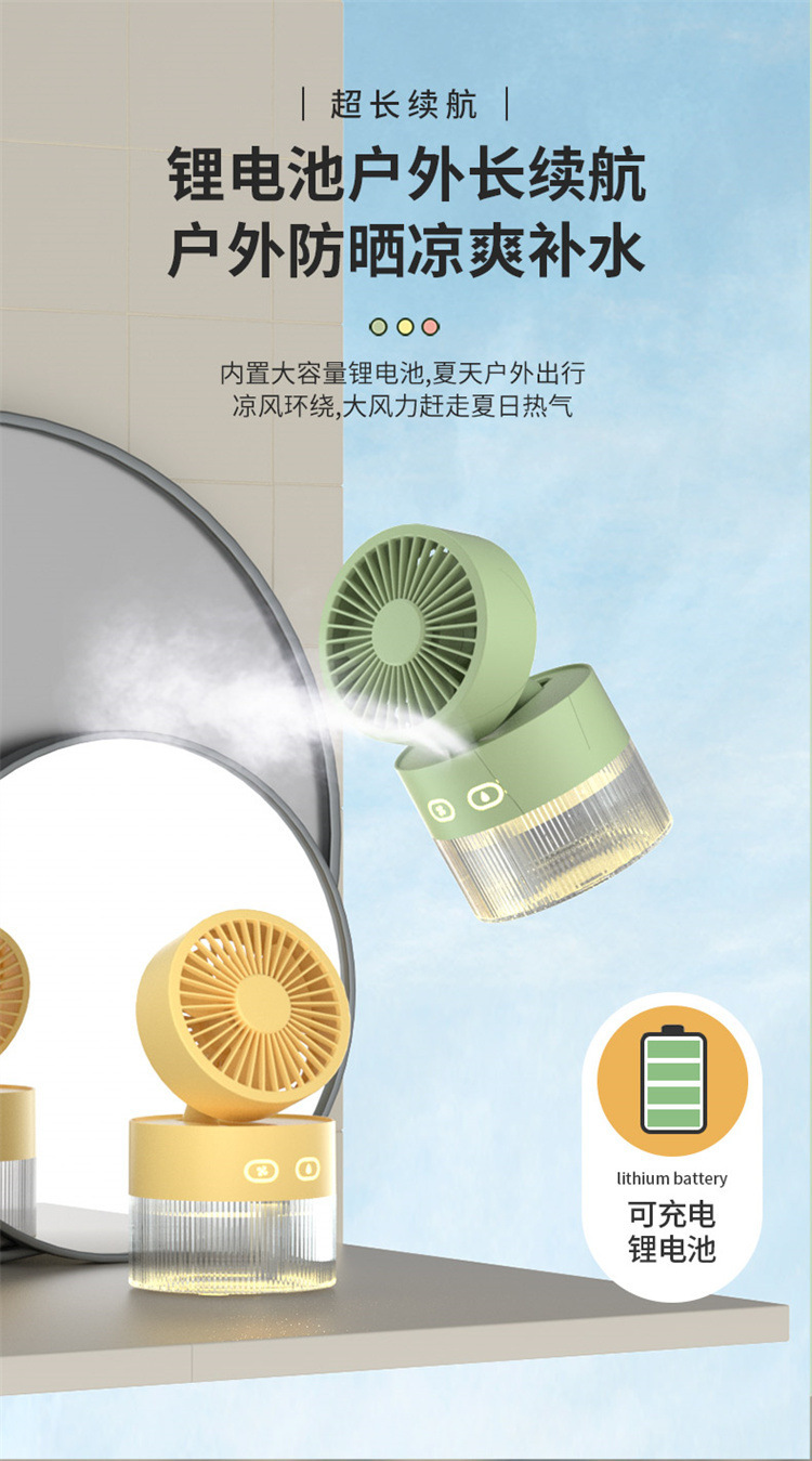 [SG]Mini USB Charging Portable Desktop Fan w/ Aroma Diffuser Spray Rainbow Light For Office Home