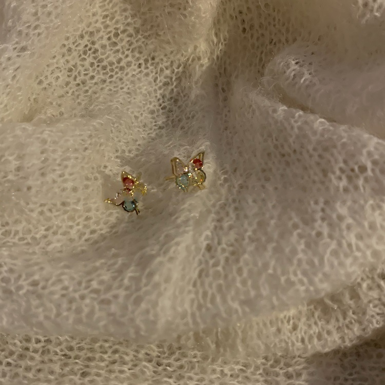 [SG]  925 Silver 2-Layer Butterfly Earbuds-HOMA