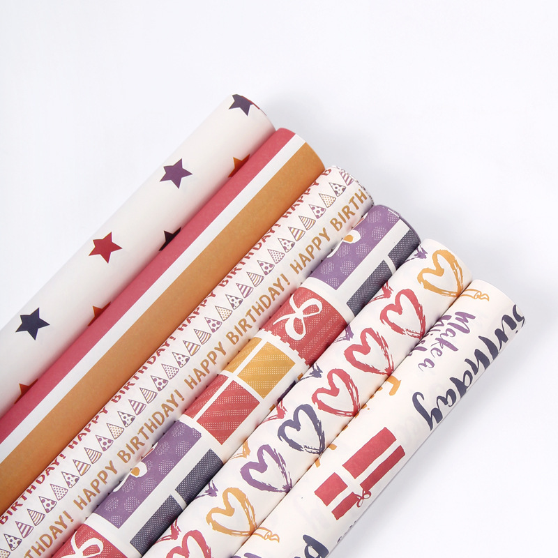 [SG] Heart Star Gift Wrapping Paper Thickened 80g Paper | Birthday Christmas Festival Children Event Anniversary Wedding-HOMA