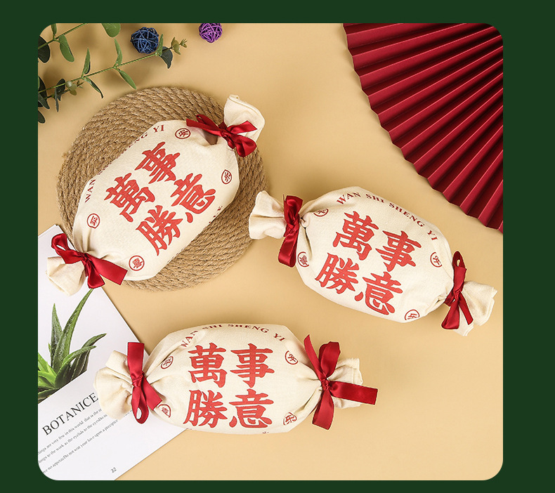 [SG] Canvas Bag w/ New Year Blessings for Wedding Candies-HOMA