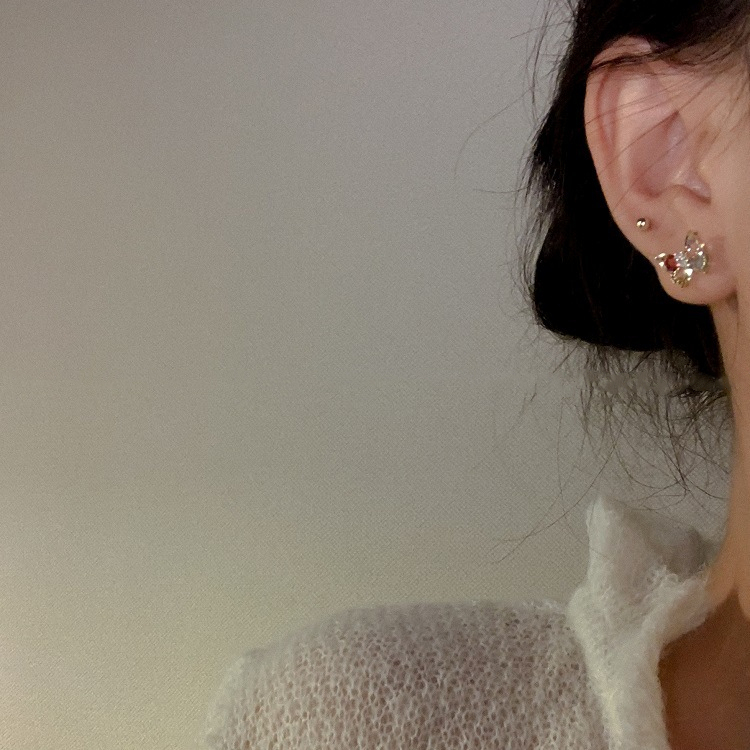 [SG]  925 Silver 2-Layer Butterfly Earbuds-HOMA