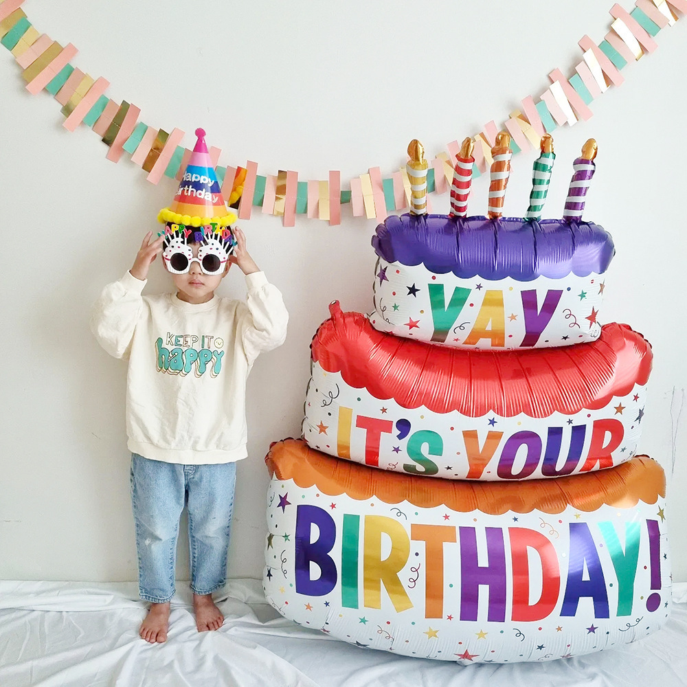 [SG] Kids 3 Layers Birthday Cake Ballon Foil balloon Children Birthday Party Decoration Photographing Preps-HOMA
