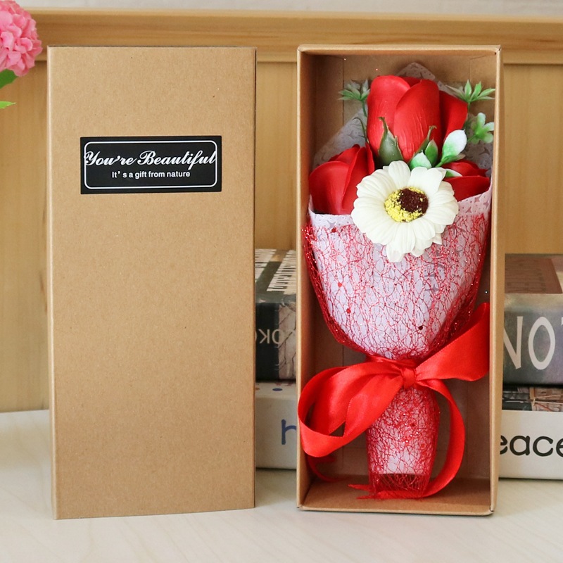 [SG]LOVE Elegant Flower Bouquet Gift Box Soap Artificial Floral for Bday Girlfriend Teachers Wedding-HOMA